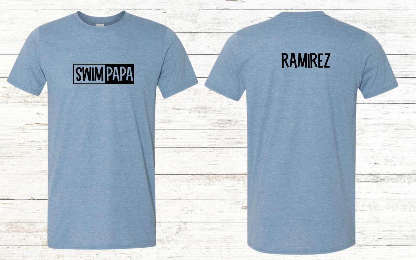 Swim Papa - Black Text - Adult Crewneck Tee
