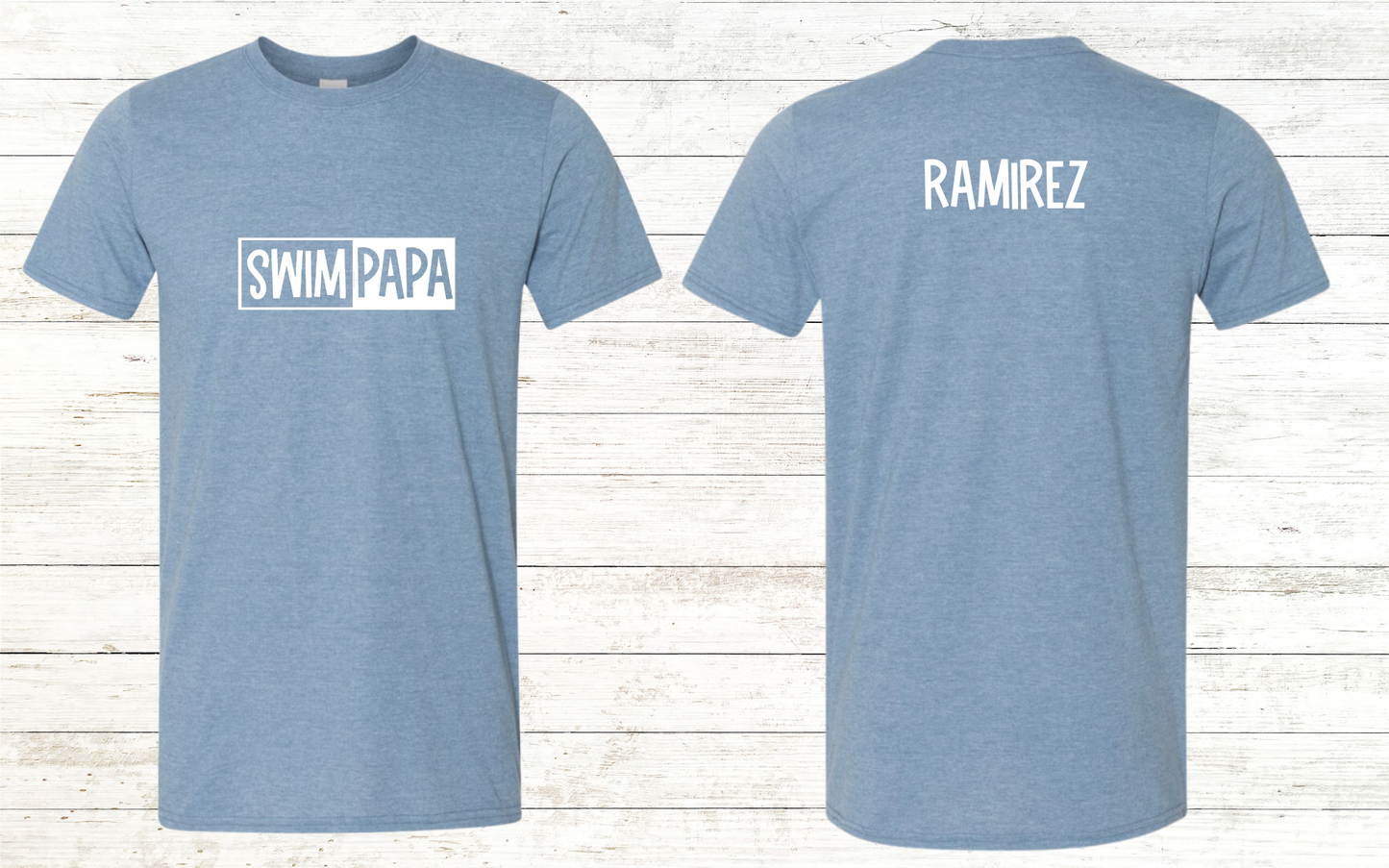 Swim Papa - White Text - Adult Crewneck Tee