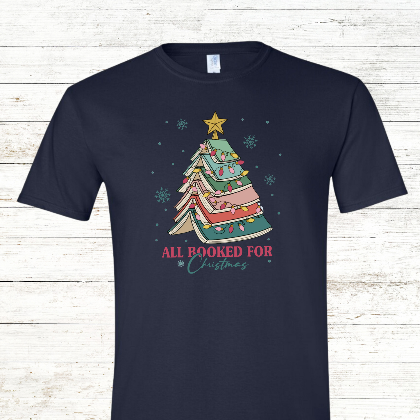 All Booked for Christmas - Adult / Teacher Crewneck Tee