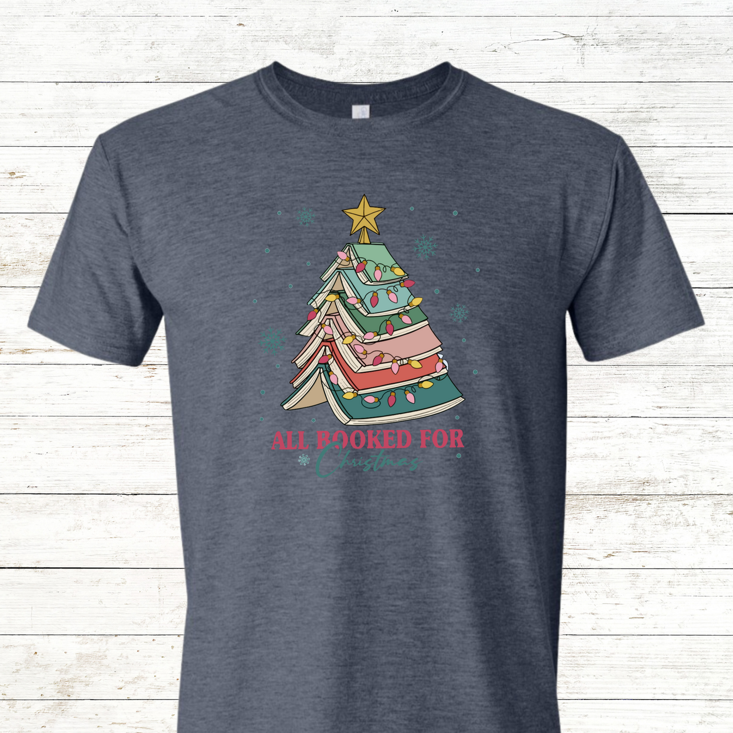 All Booked for Christmas - Adult / Teacher Crewneck Tee