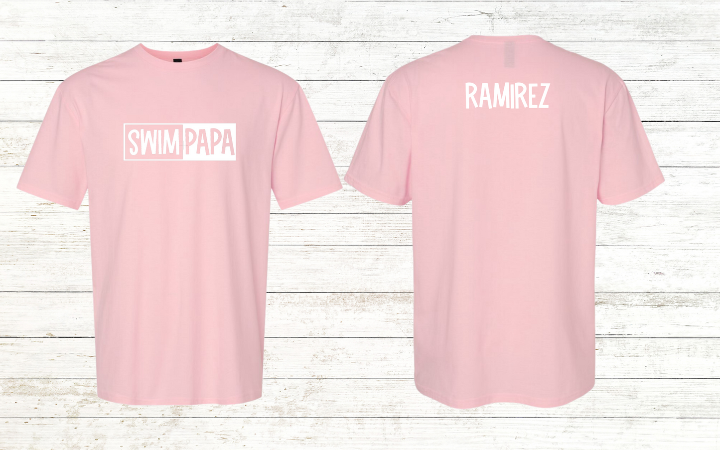 Swim Papa - White Text - Adult Crewneck Tee