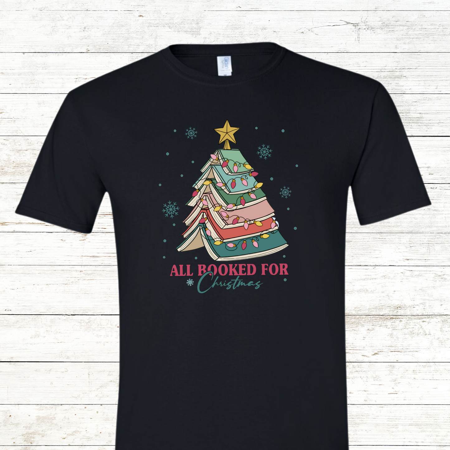 All Booked for Christmas - Adult / Teacher Crewneck Tee