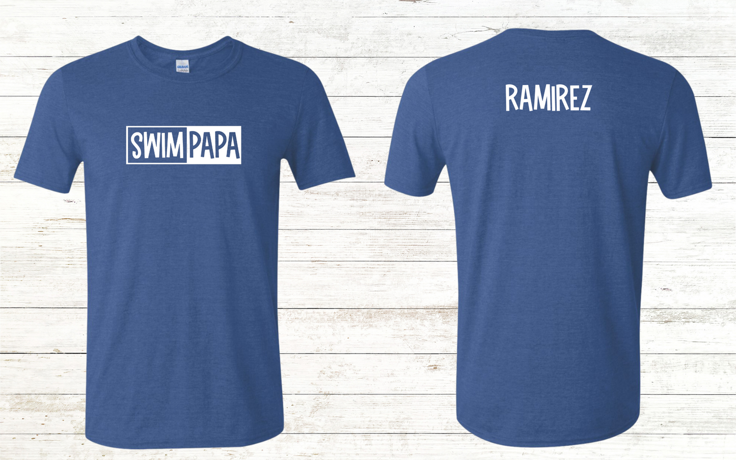 Swim Papa - White Text - Adult Crewneck Tee