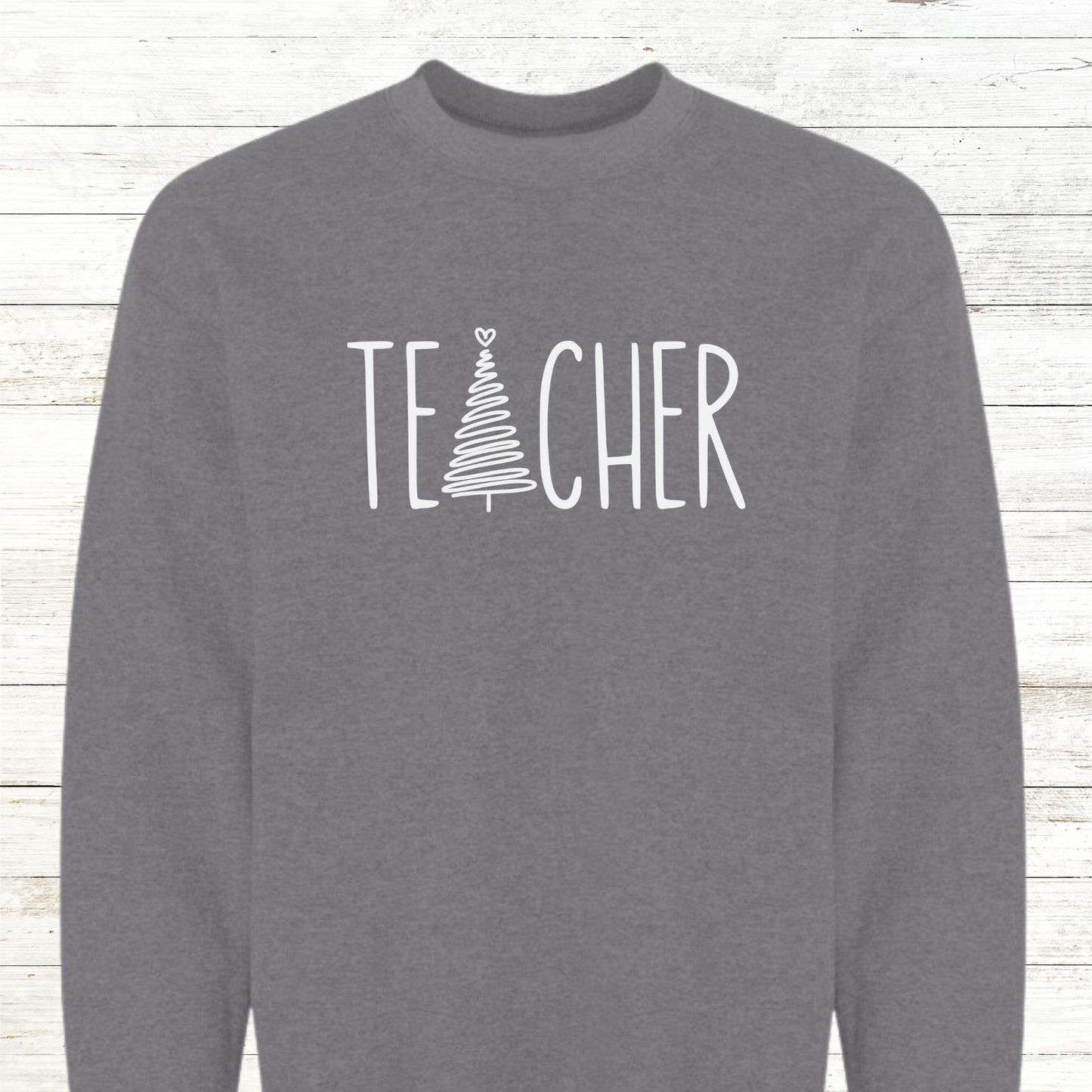 Teacher Christmas Tree - Teacher / Adult Sweatshirt - Back Personalization Option