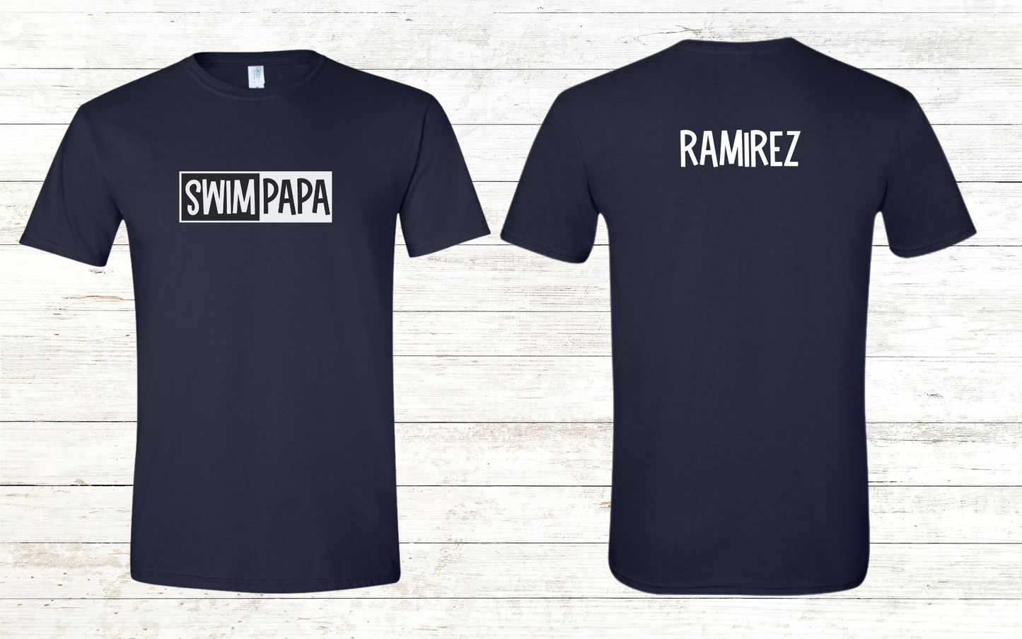 Swim Papa - White Text - Adult Crewneck Tee