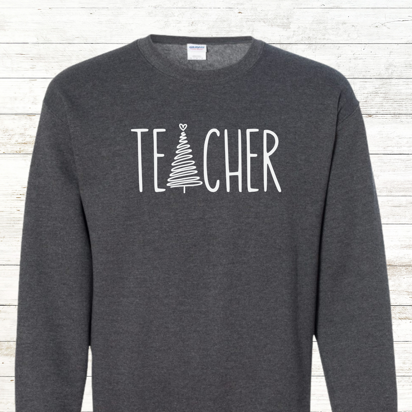 Teacher Christmas Tree - Teacher / Adult Sweatshirt - Back Personalization Option