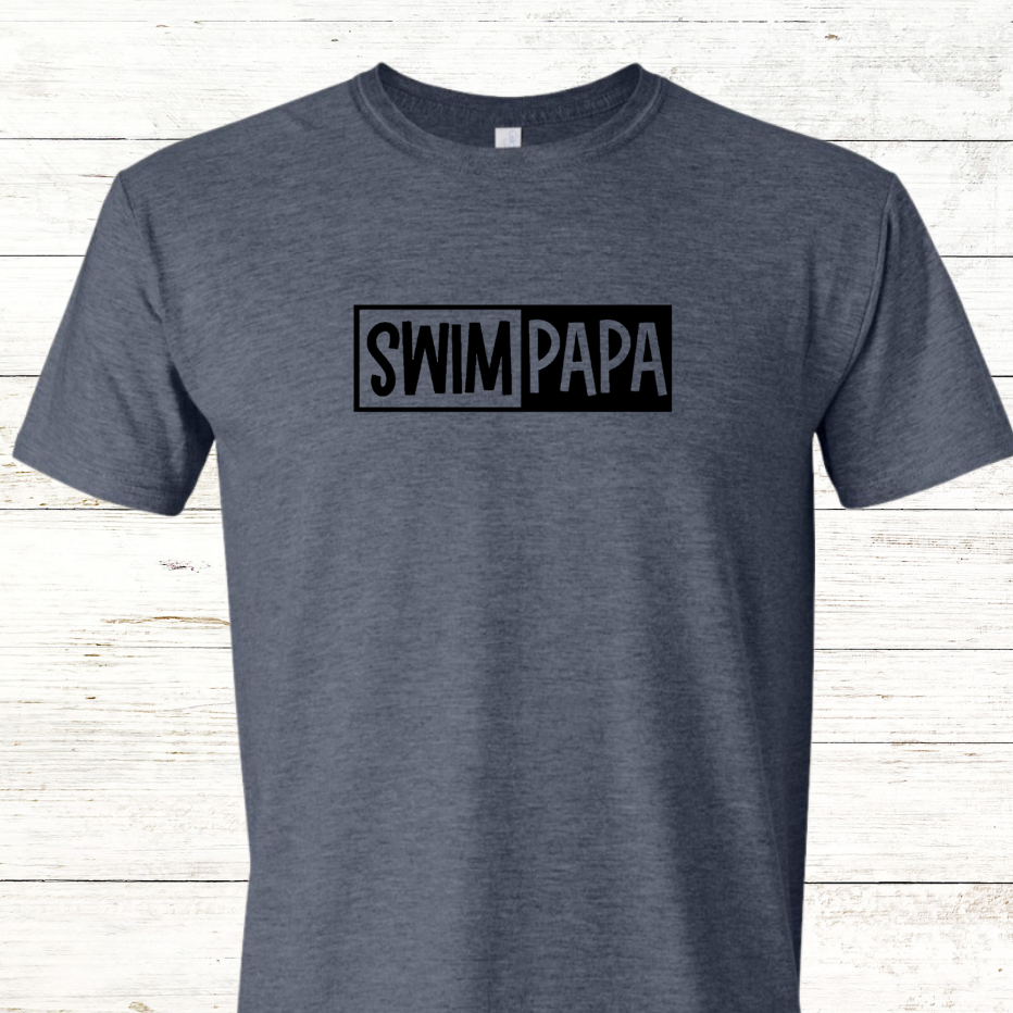 Swim Papa - Black Text - Adult Crewneck Tee