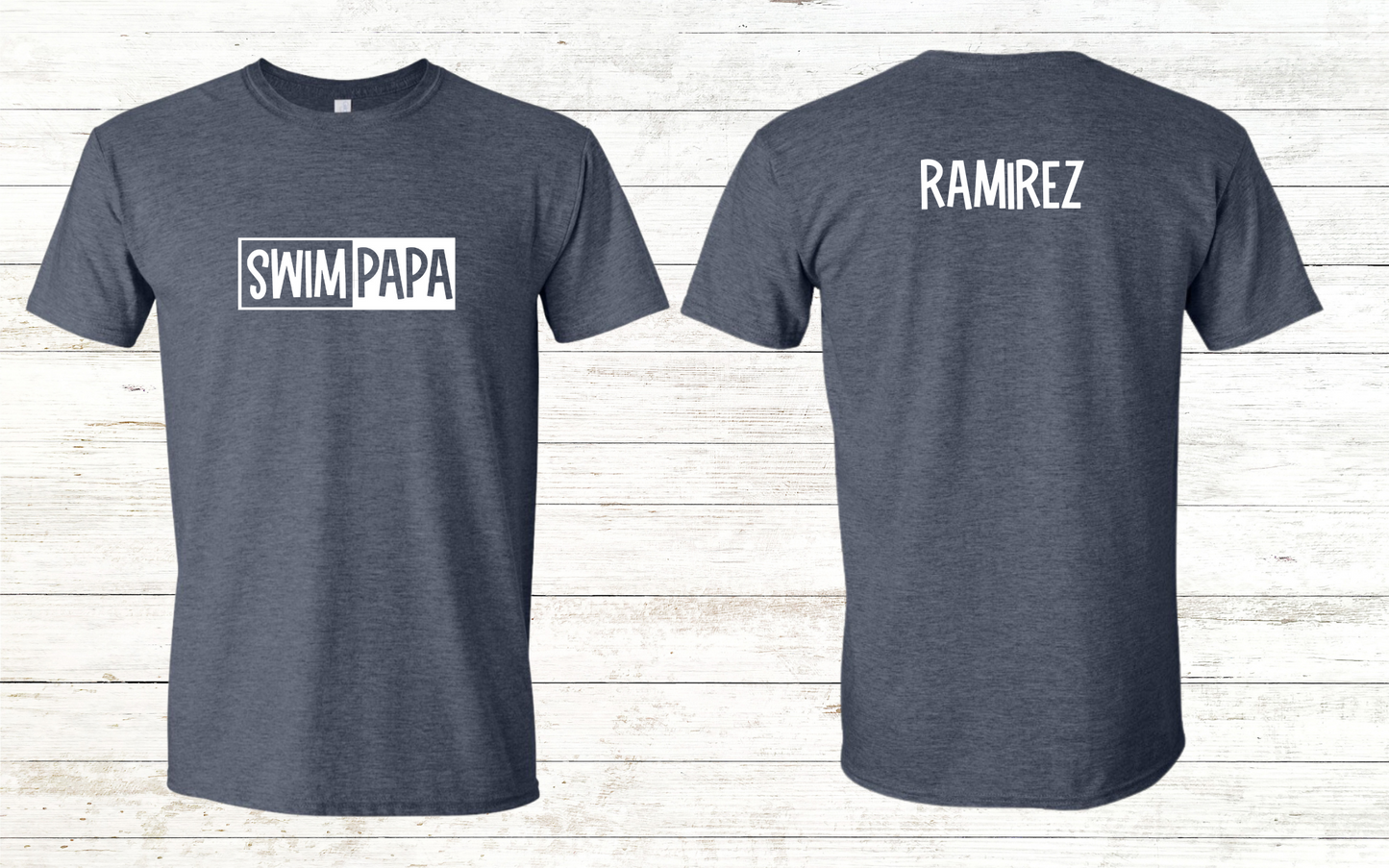 Swim Papa - White Text - Adult Crewneck Tee