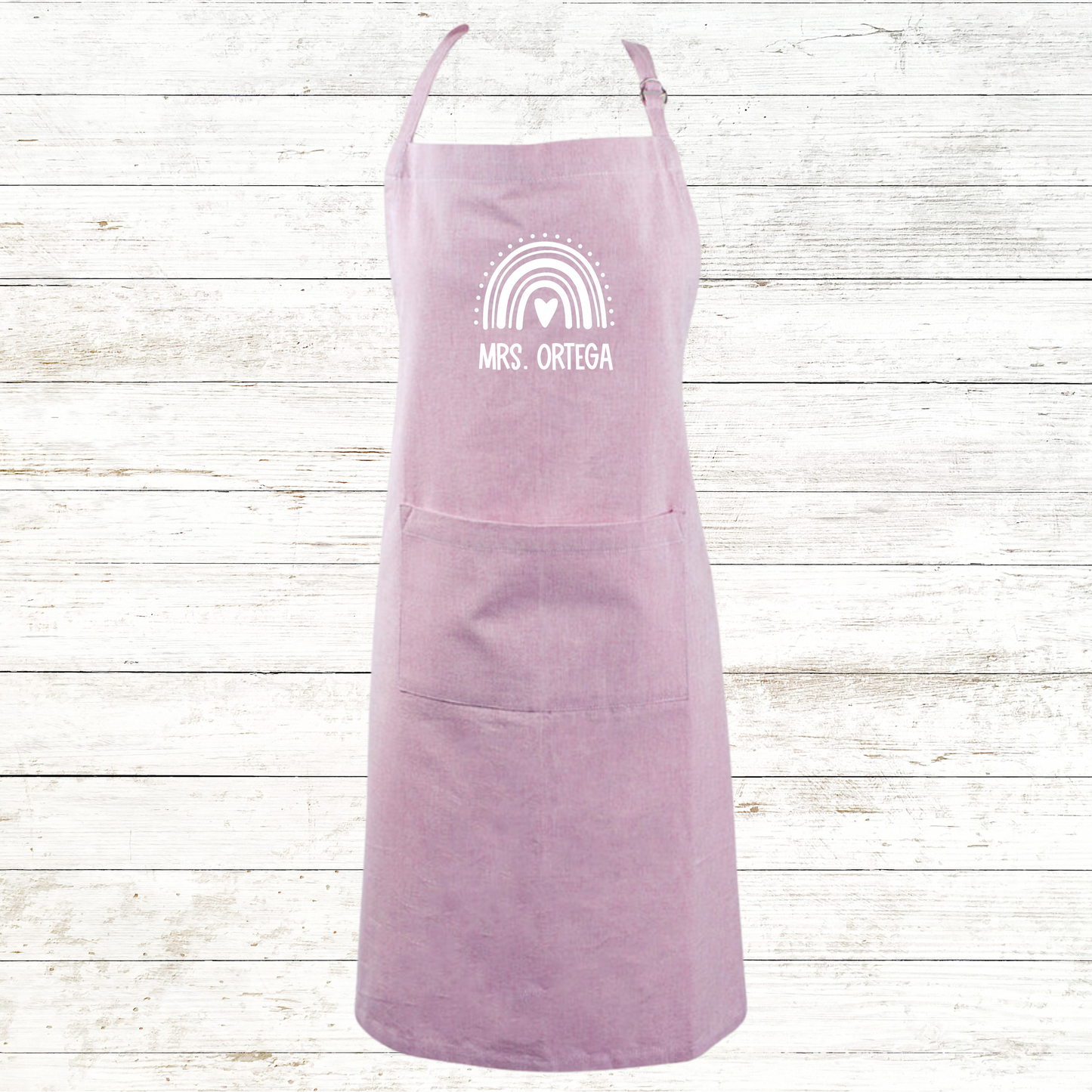 Boho Rainbow Teacher Apron Chambray Colors with Front Pocket - Personalized