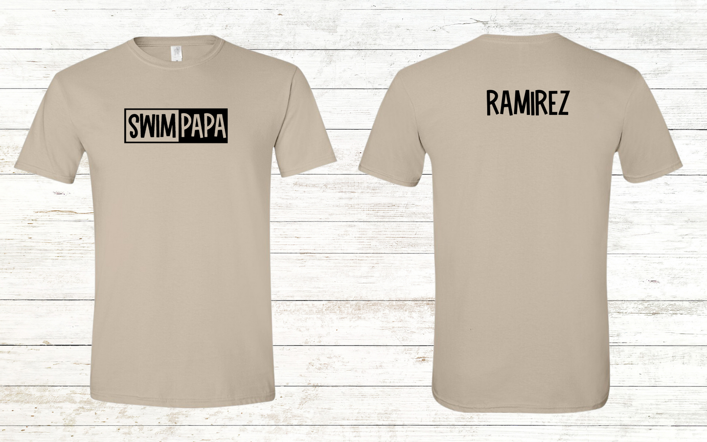Swim Papa - Black Text - Adult Crewneck Tee