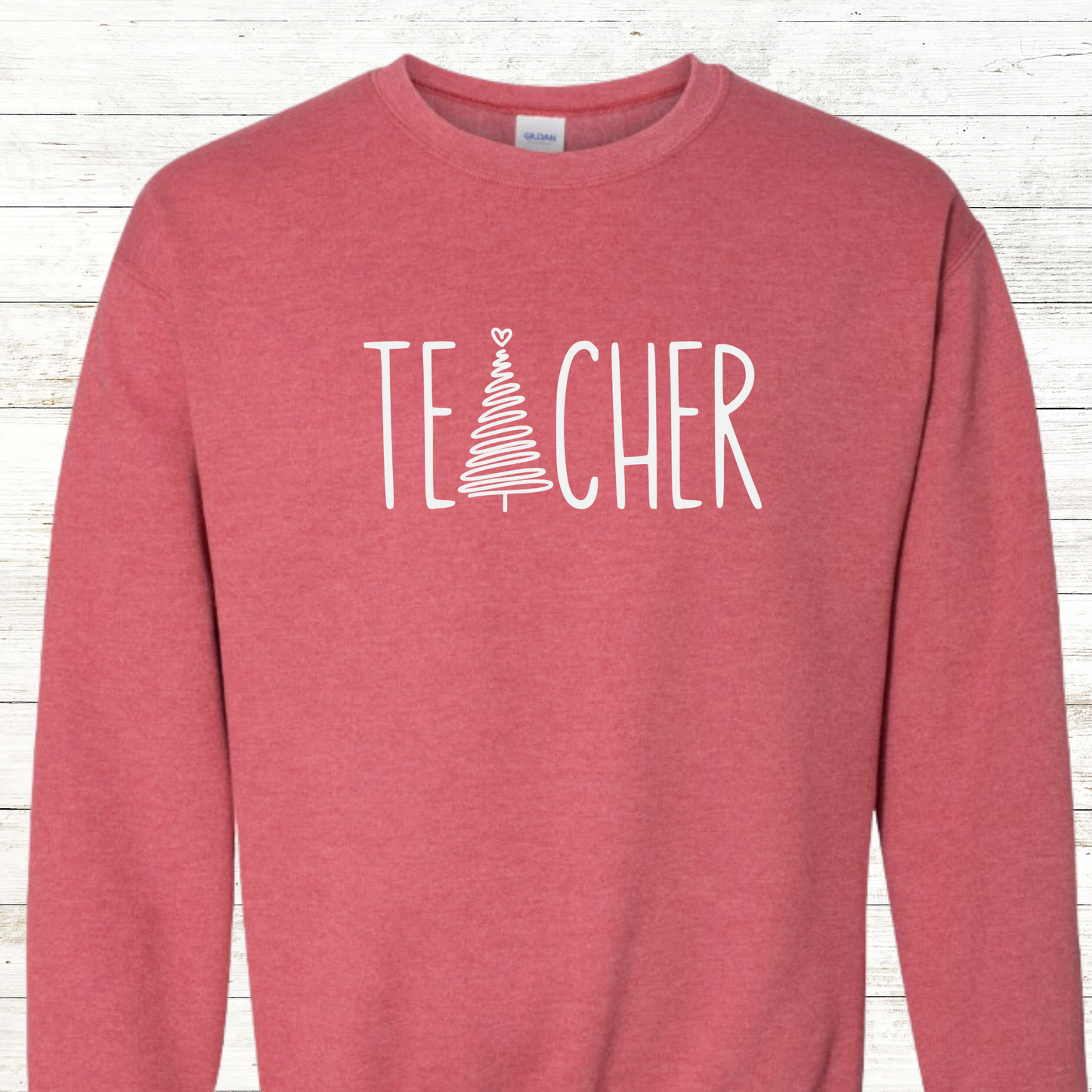Teacher Christmas Tree - Teacher / Adult Sweatshirt - Back Personalization Option