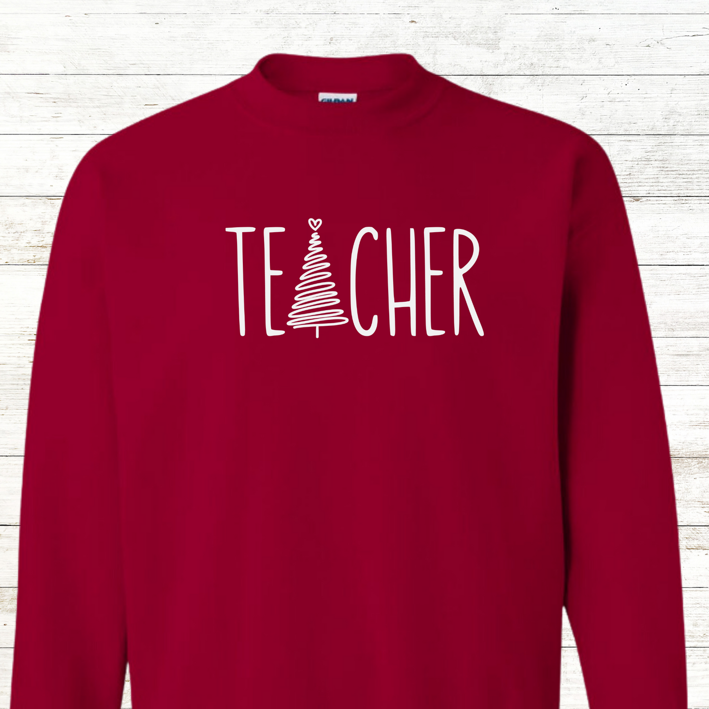 Teacher Christmas Tree - Teacher / Adult Sweatshirt - Back Personalization Option