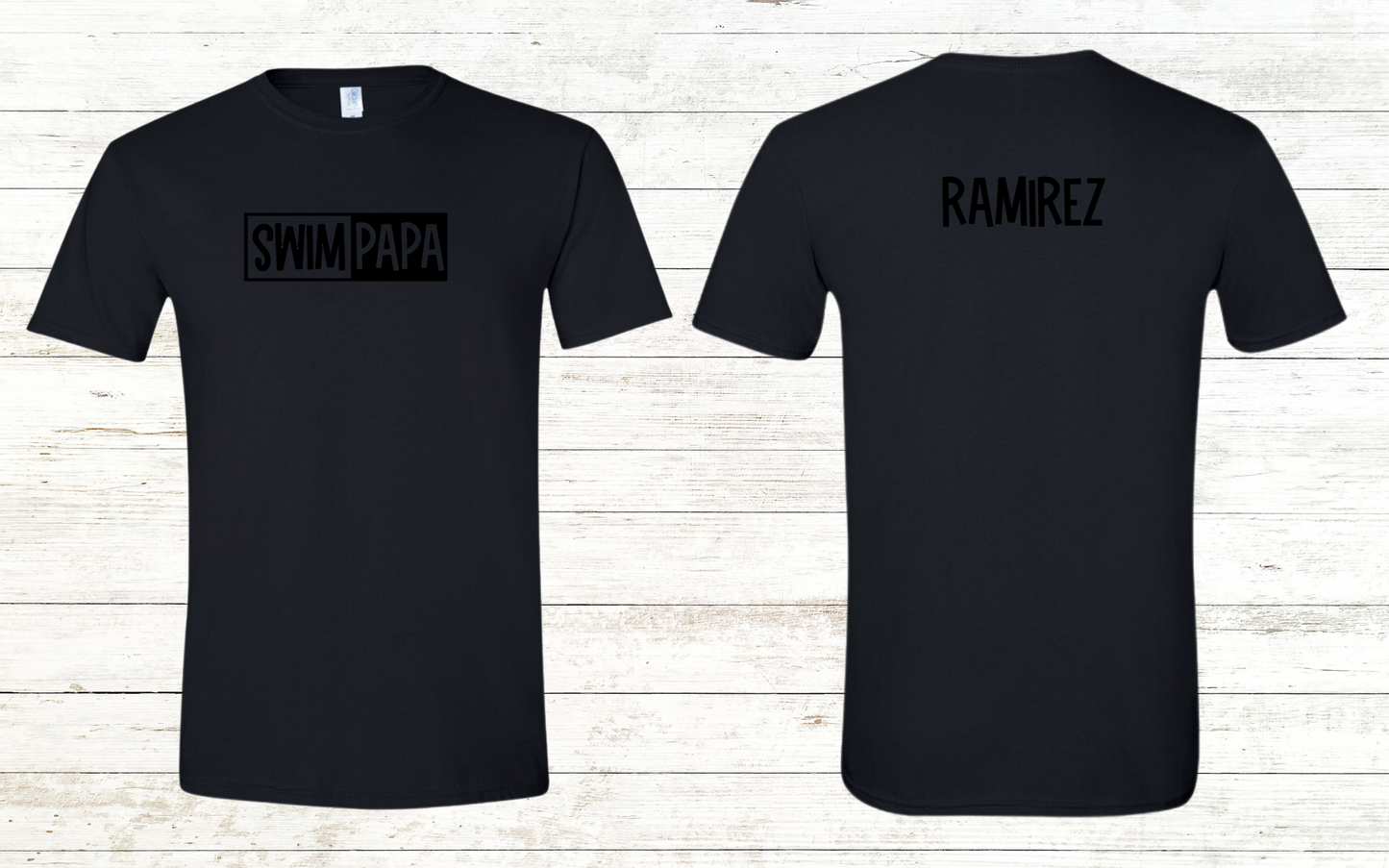 Swim Papa - Black Text - Adult Crewneck Tee