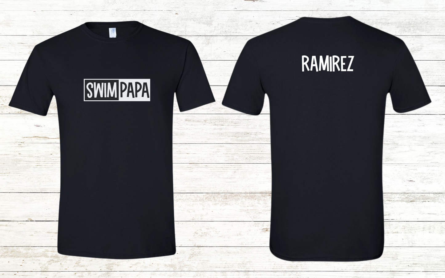 Swim Papa - White Text - Adult Crewneck Tee
