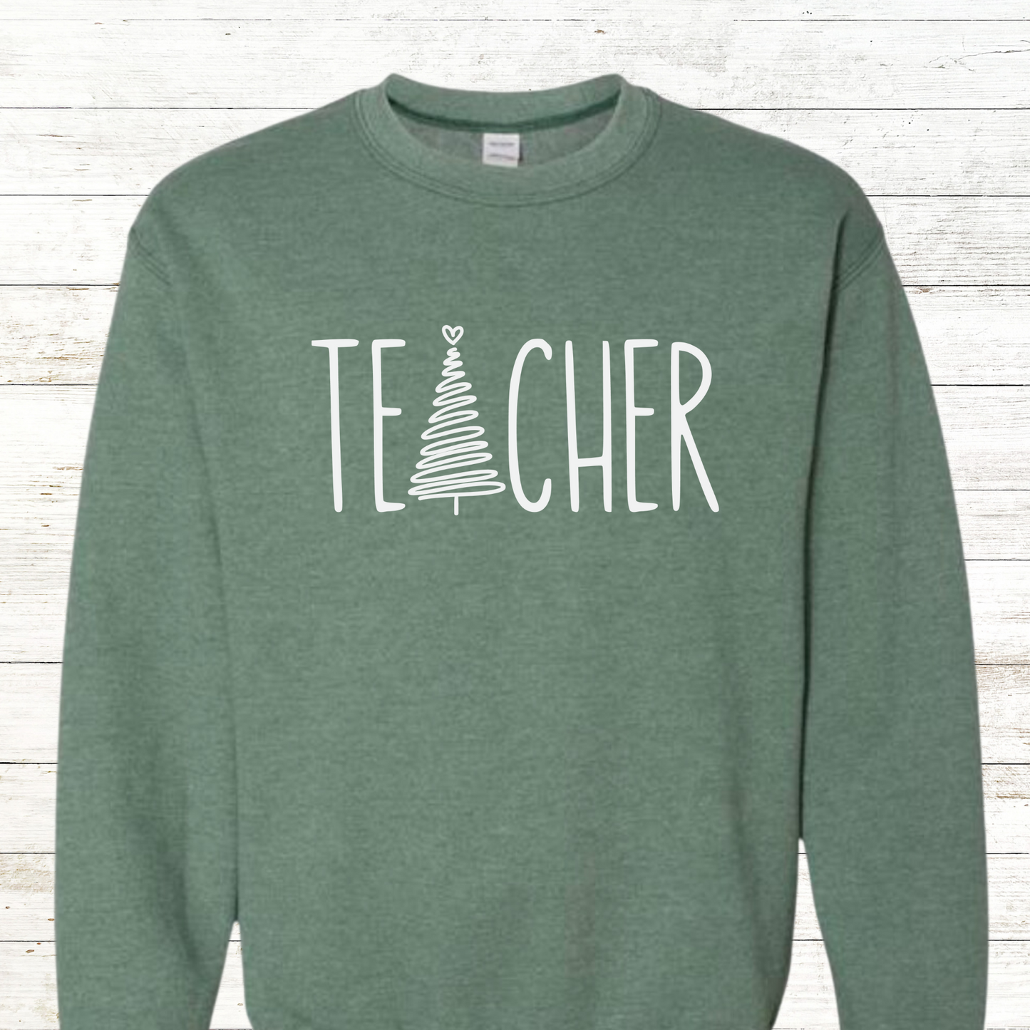 Teacher Christmas Tree - Teacher / Adult Sweatshirt - Back Personalization Option