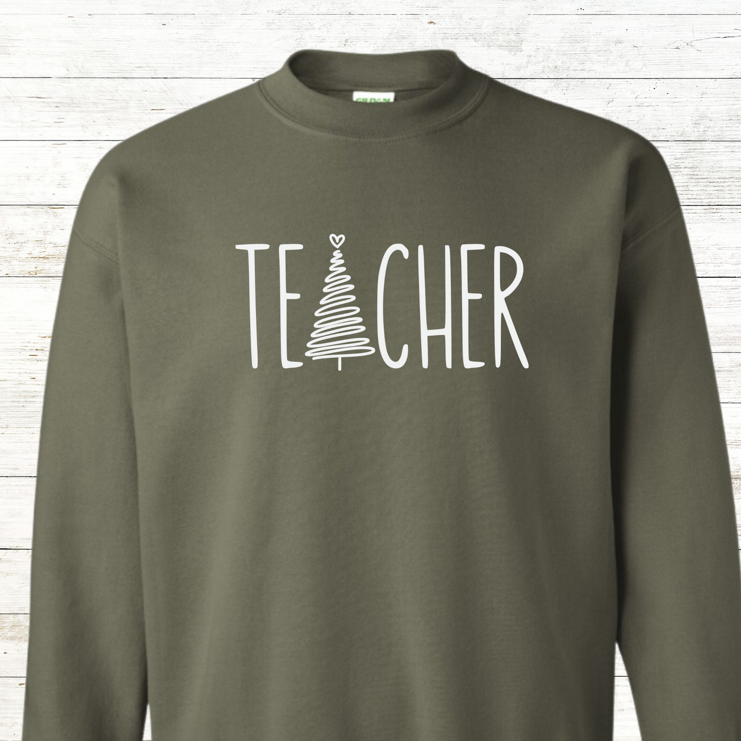 Teacher Christmas Tree - Teacher / Adult Sweatshirt - Back Personalization Option