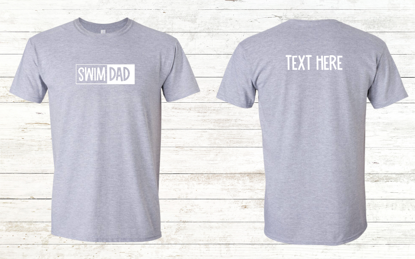 Swim Dad - White Text - Adult Crewneck Tee