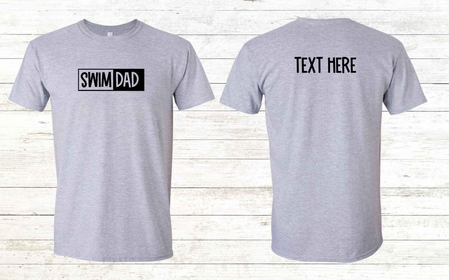 Swim Dad - Black Text - Adult Crewneck Tee