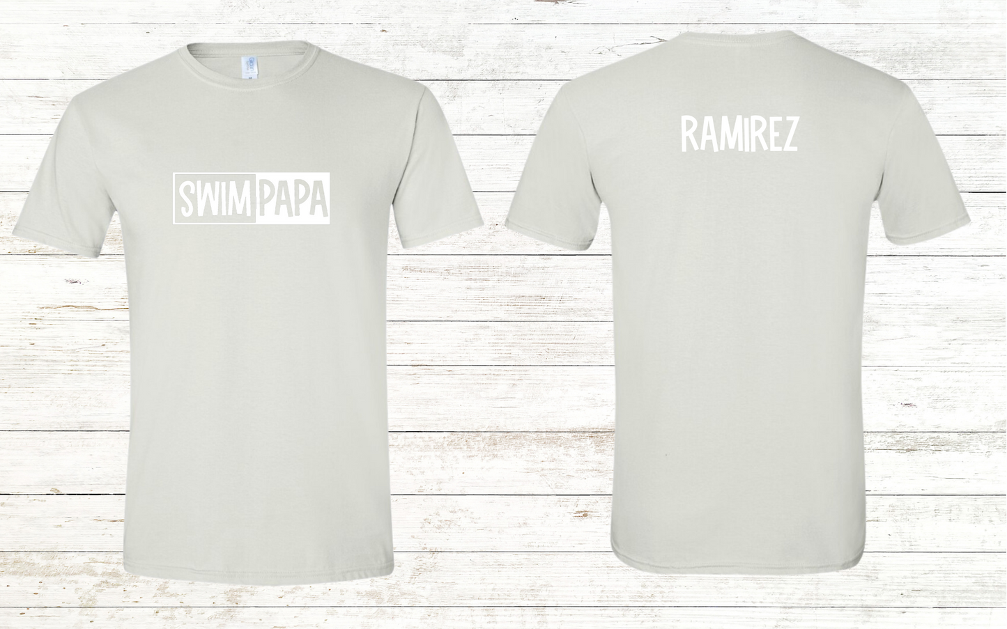 Swim Papa - White Text - Adult Crewneck Tee