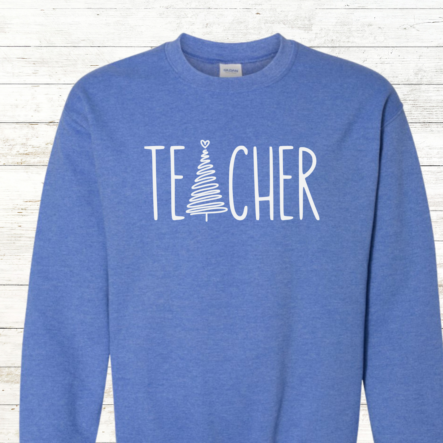Teacher Christmas Tree - Teacher / Adult Sweatshirt - Back Personalization Option