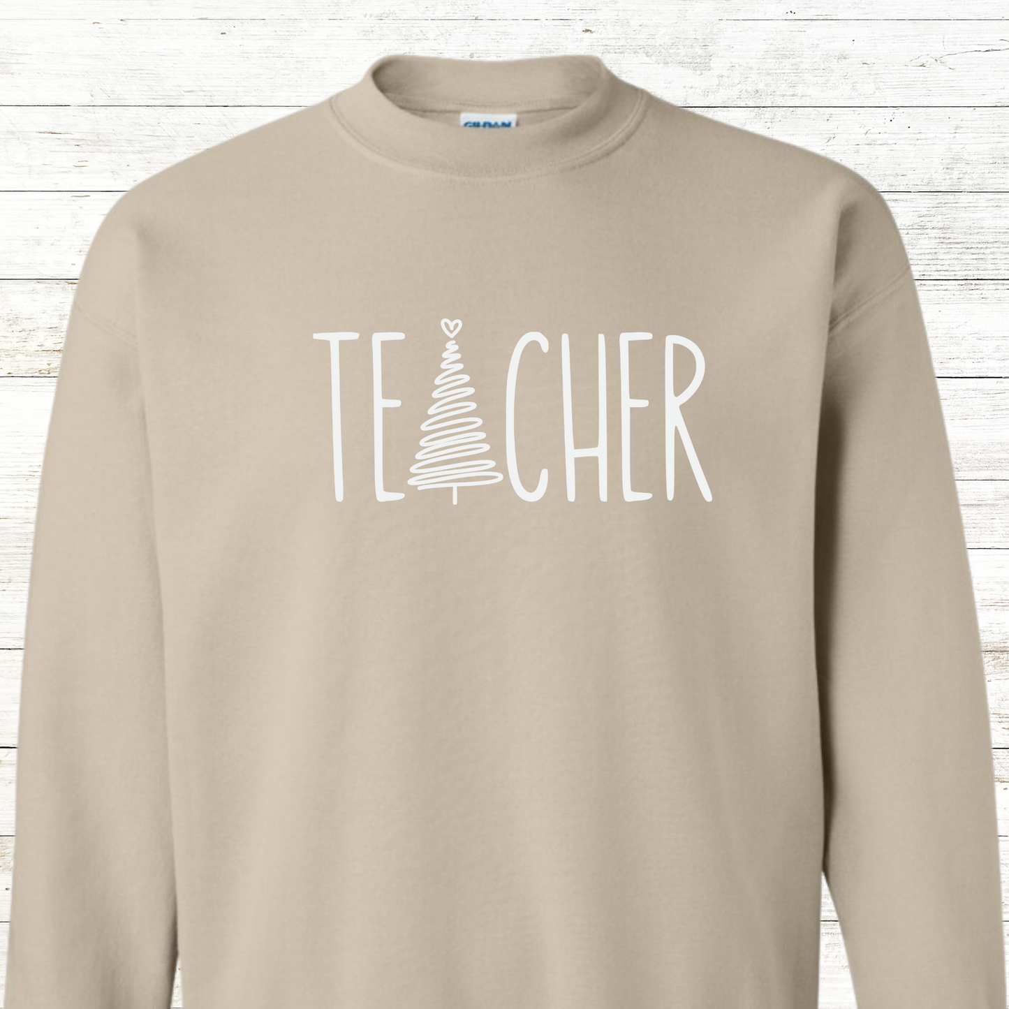 Teacher Christmas Tree - Teacher / Adult Sweatshirt - Back Personalization Option