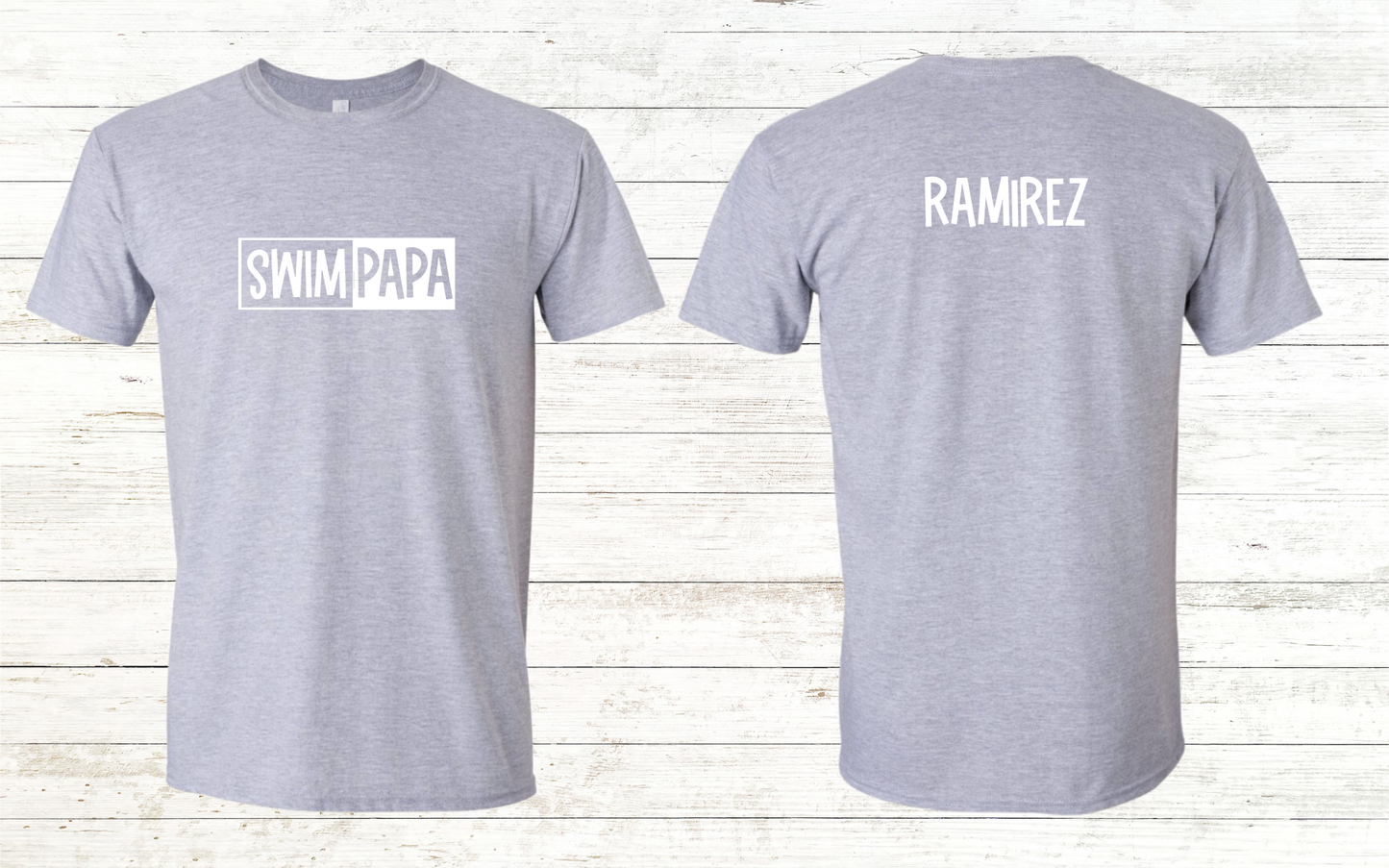 Swim Papa - White Text - Adult Crewneck Tee