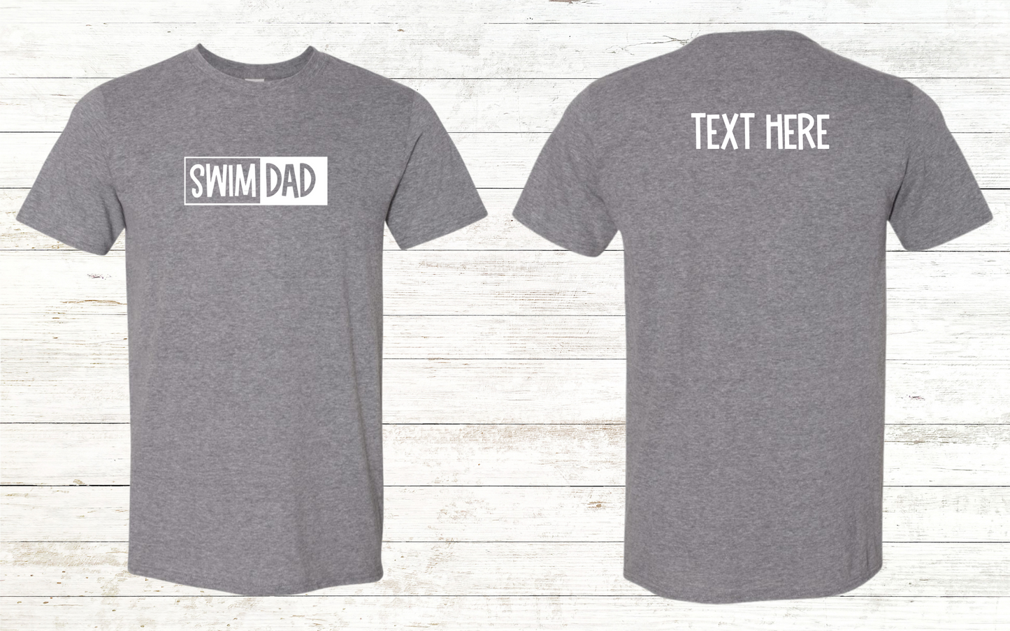 Swim Dad - White Text - Adult Crewneck Tee