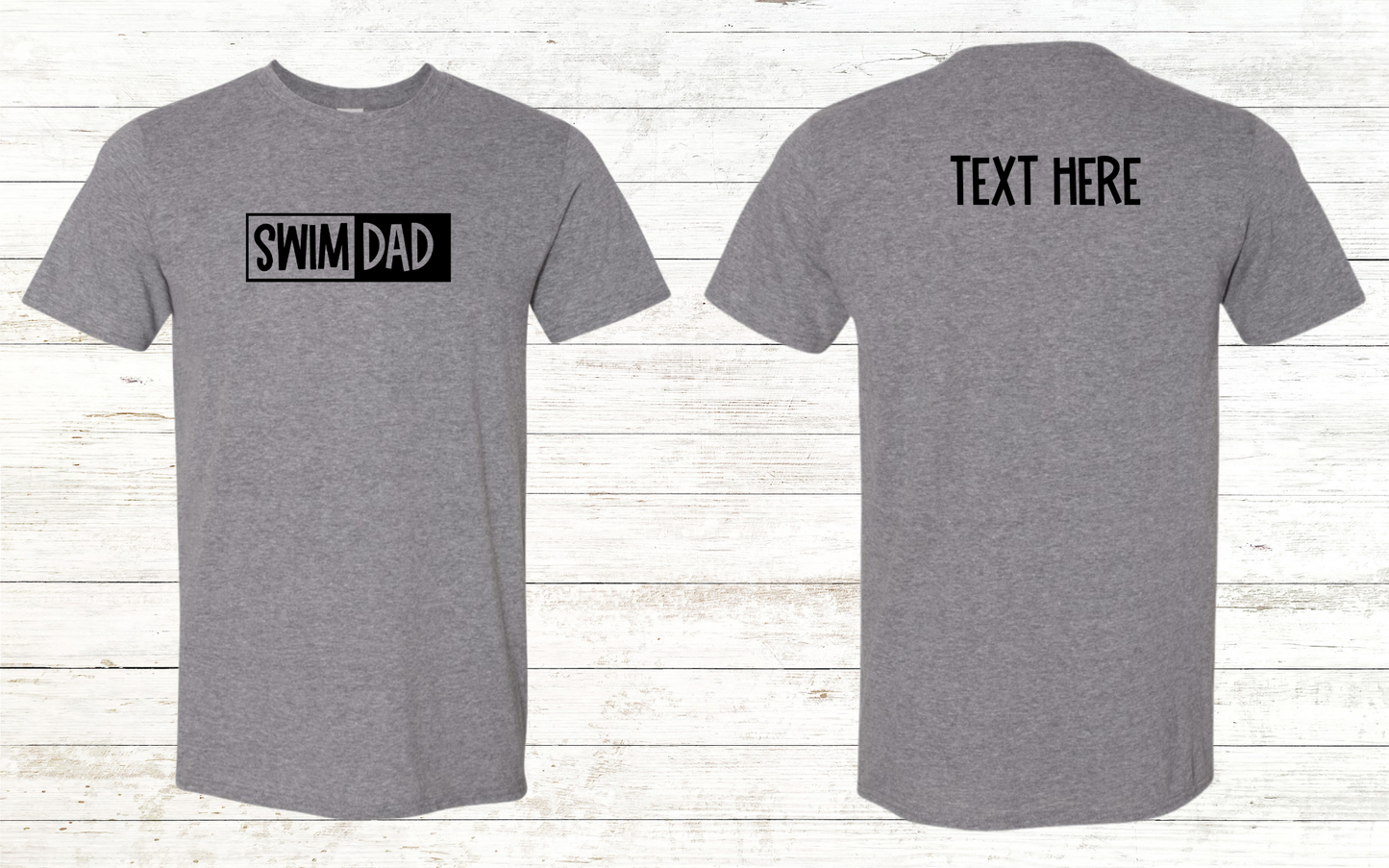 Swim Dad - Black Text - Adult Crewneck Tee