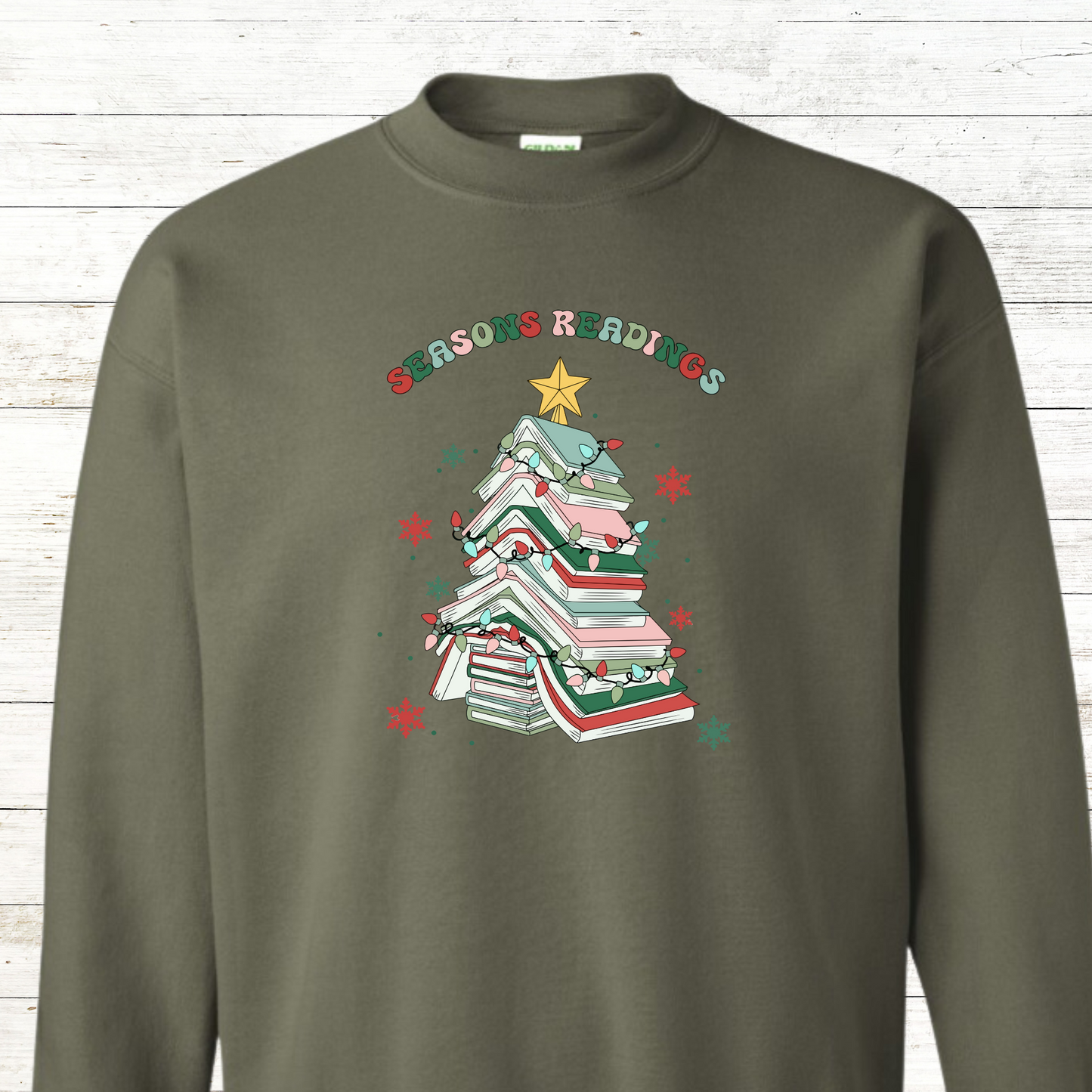 Seasons Reading - Christmas Teacher / Adult Sweatshirt - Back Personalization Option