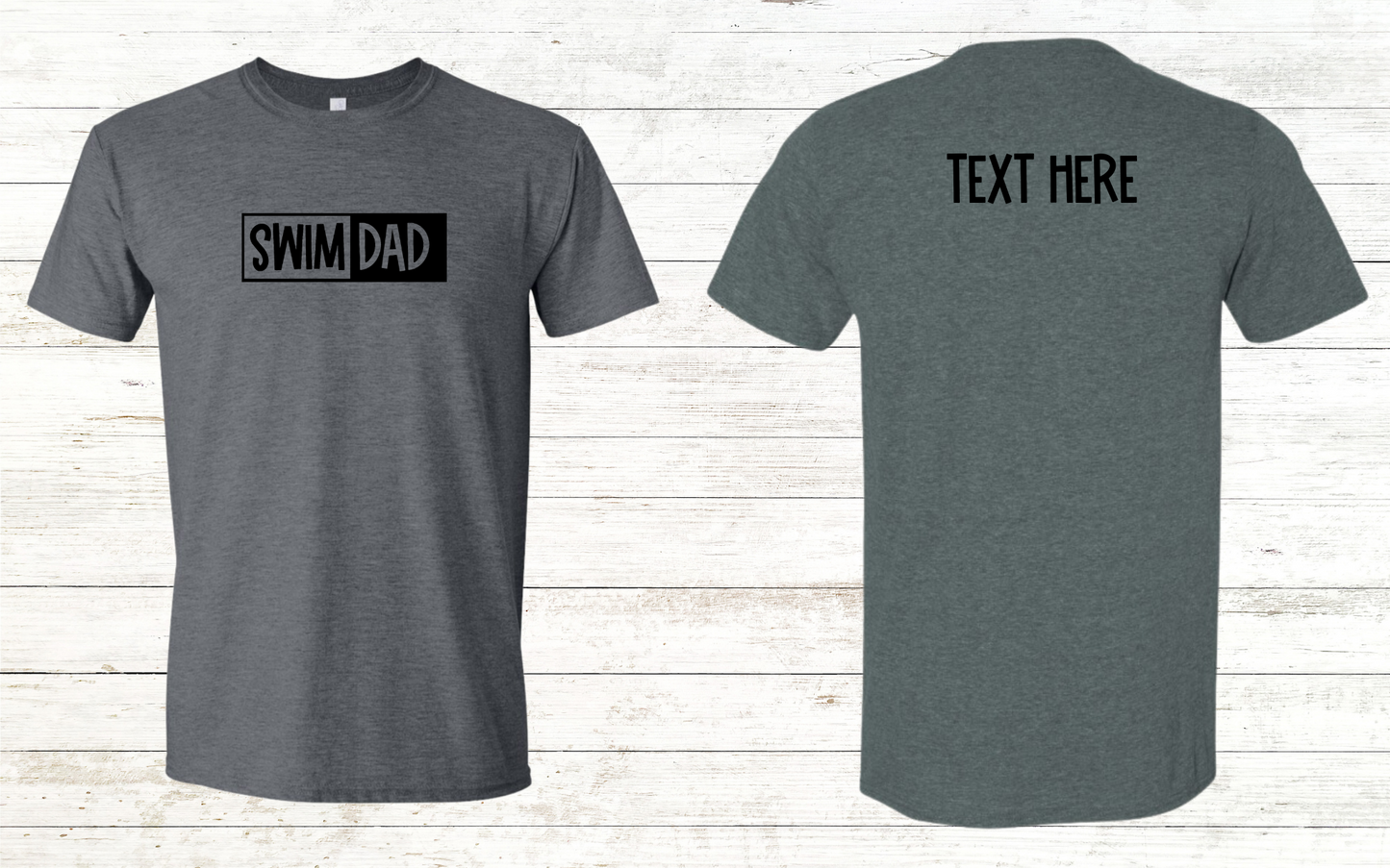 Swim Dad - Black Text - Adult Crewneck Tee