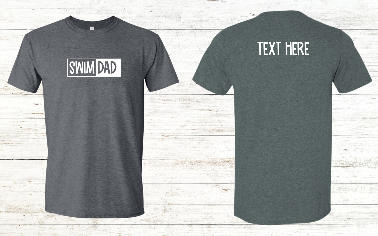 Swim Dad - White Text - Adult Crewneck Tee