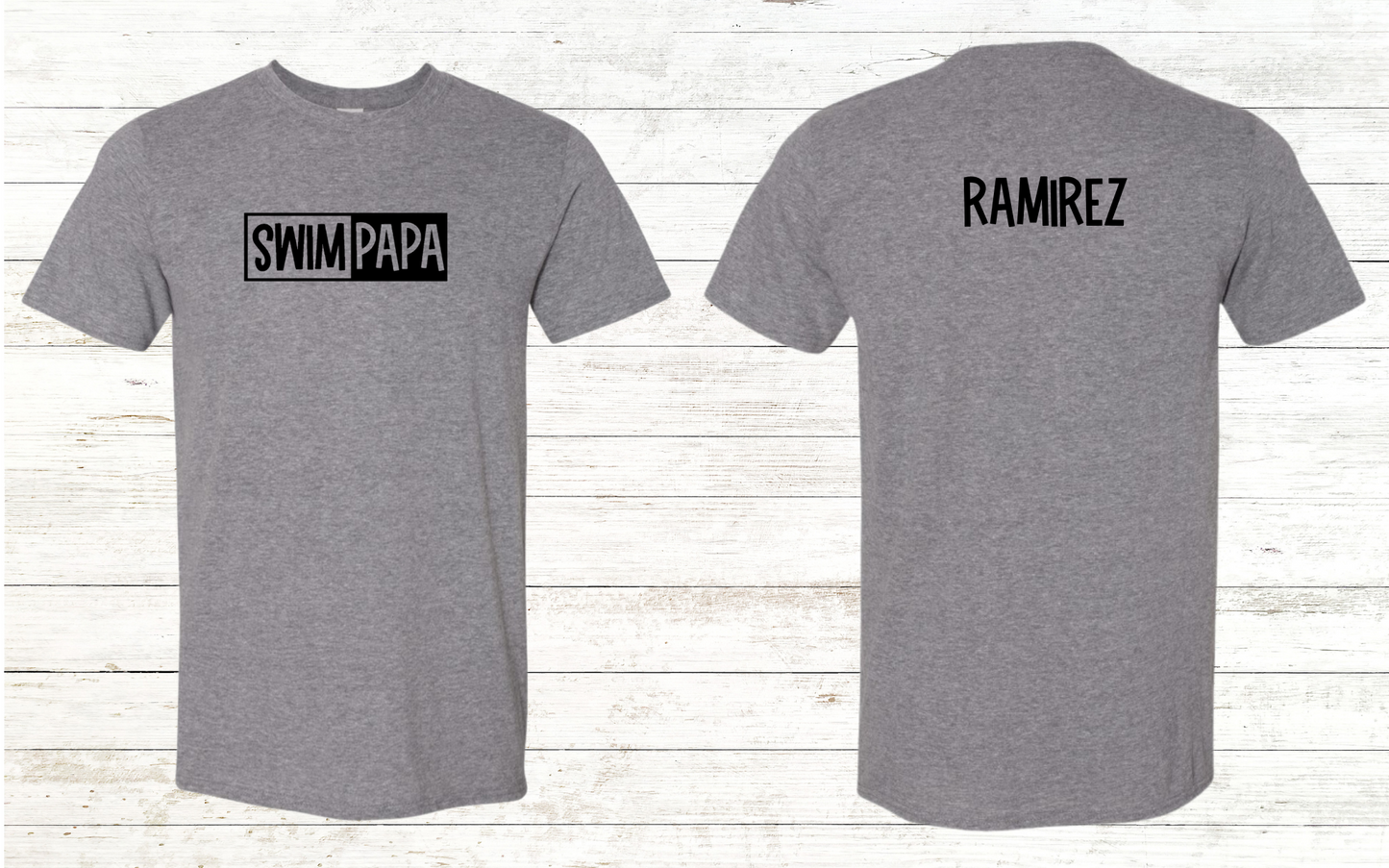 Swim Papa - Black Text - Adult Crewneck Tee
