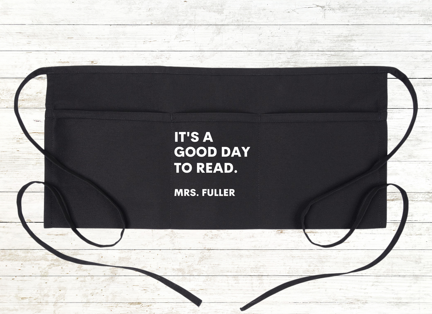 Personalized Teacher / School Apron with pockets: It's a good day to read.