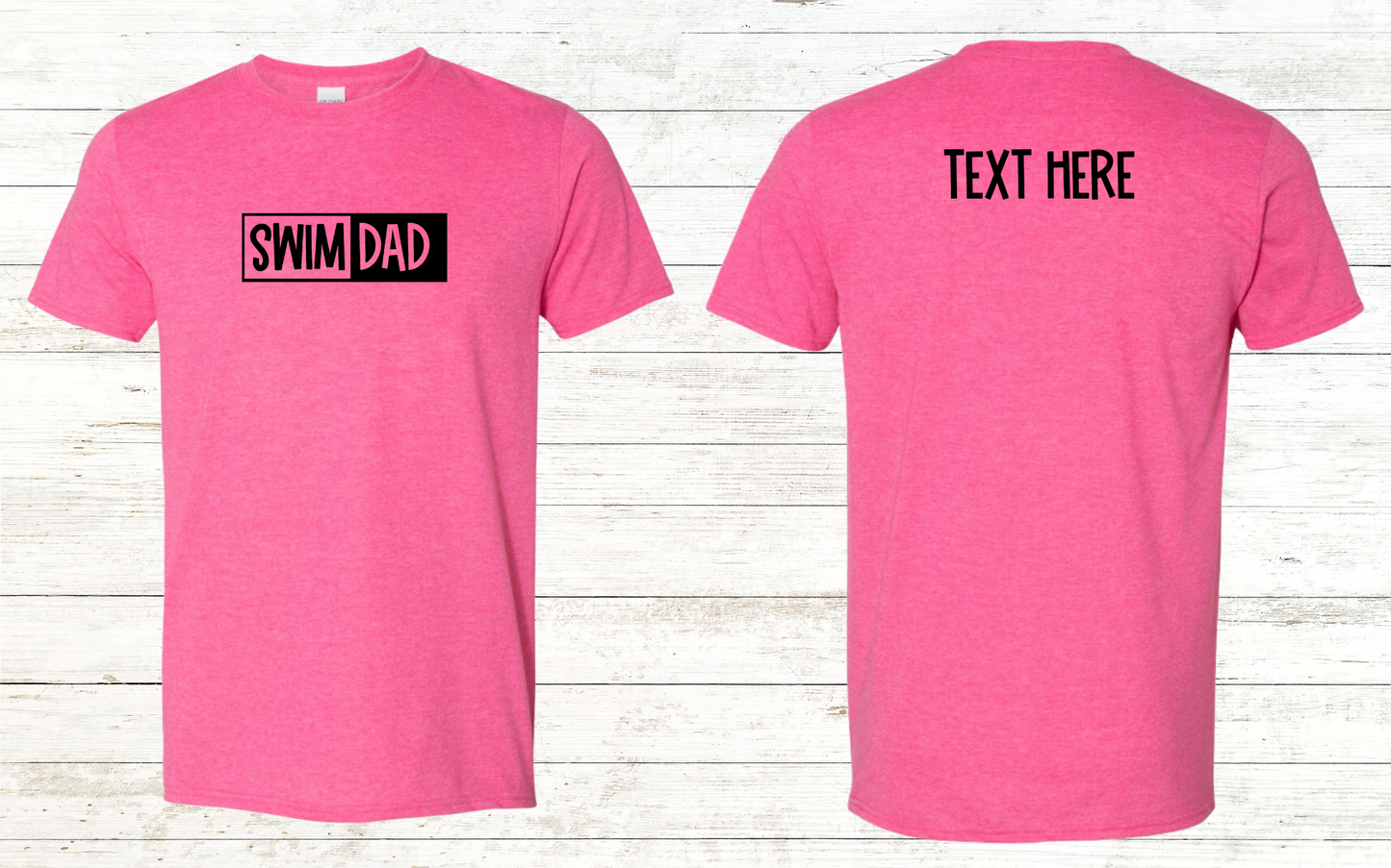 Swim Dad - Black Text - Adult Crewneck Tee