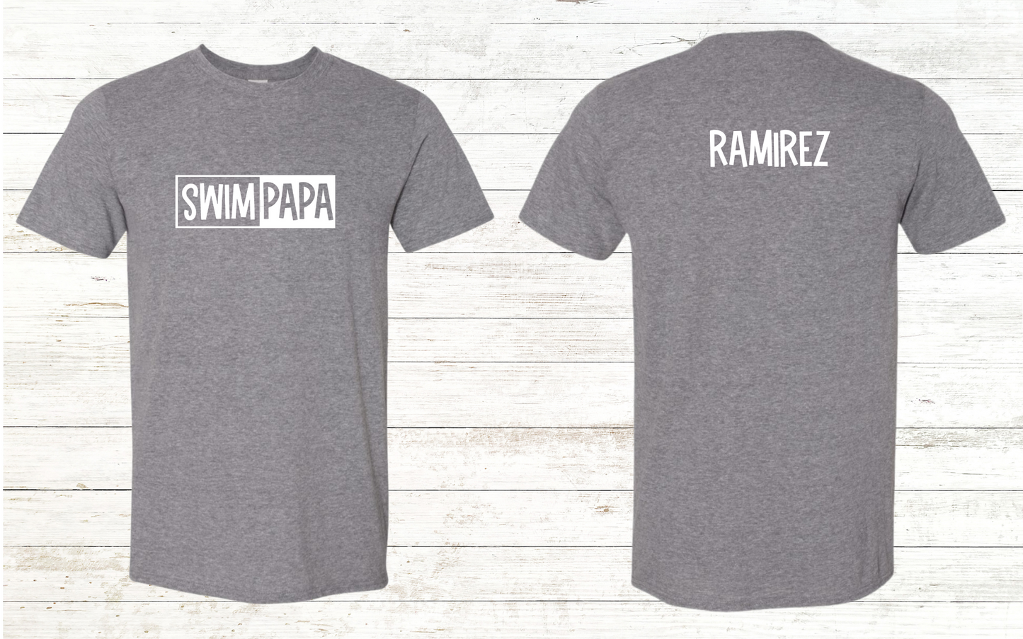 Swim Papa - White Text - Adult Crewneck Tee