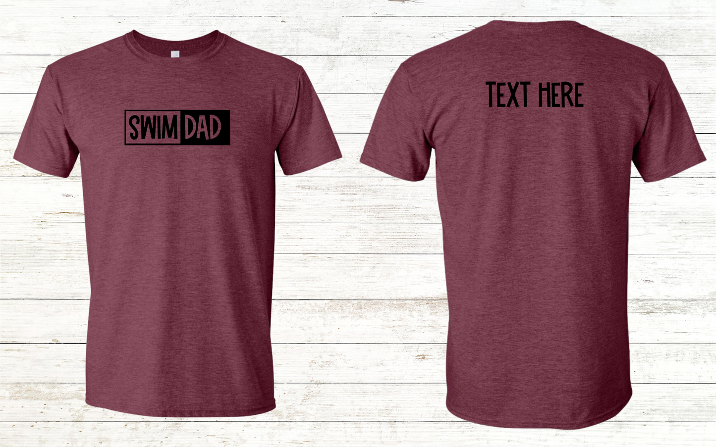 Swim Dad - Black Text - Adult Crewneck Tee