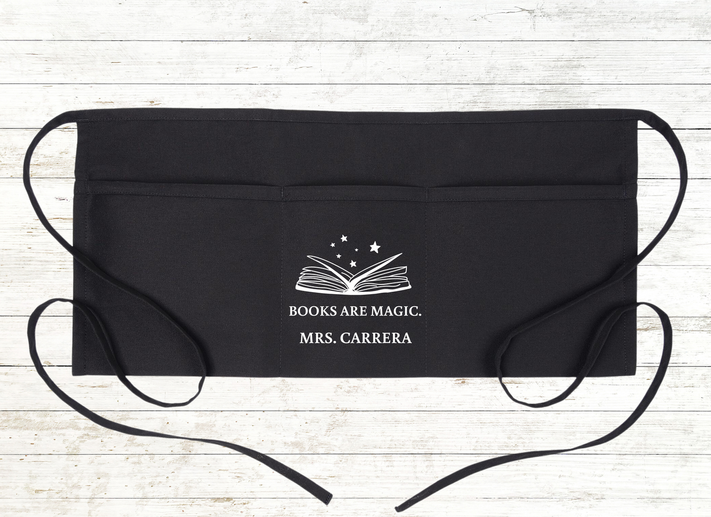 Personalized Teacher / School Apron with pockets: Books are magic.
