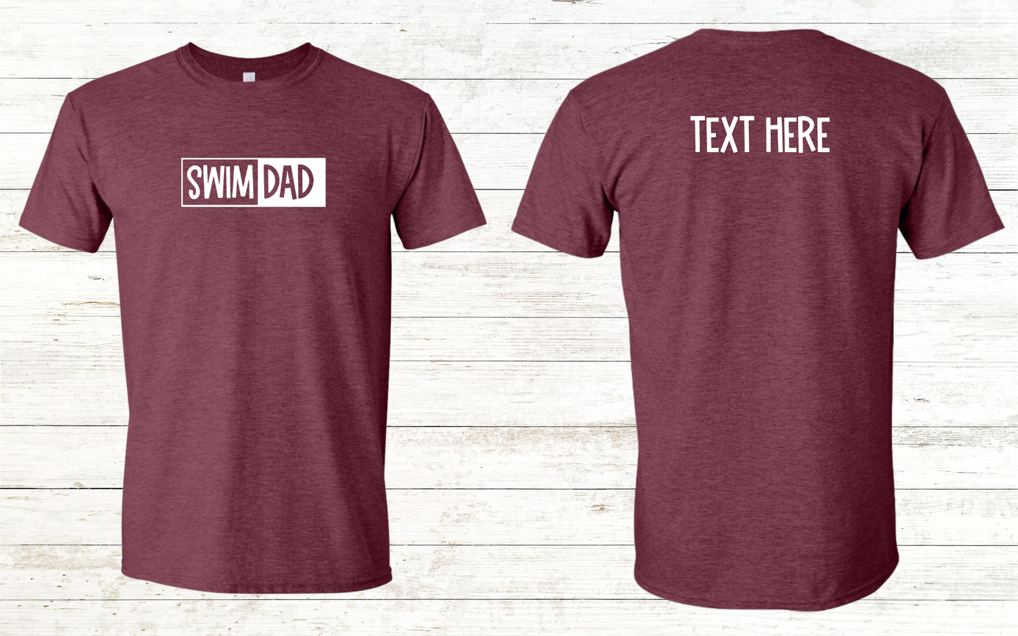 Swim Dad - White Text - Adult Crewneck Tee