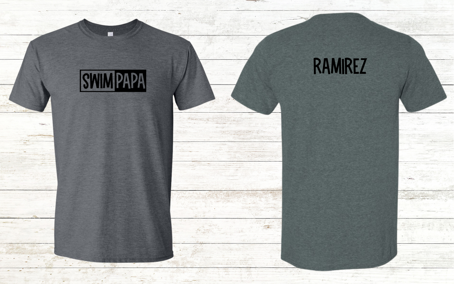 Swim Papa - Black Text - Adult Crewneck Tee