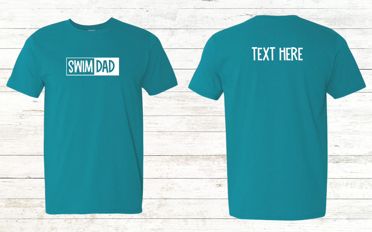 Swim Dad - White Text - Adult Crewneck Tee