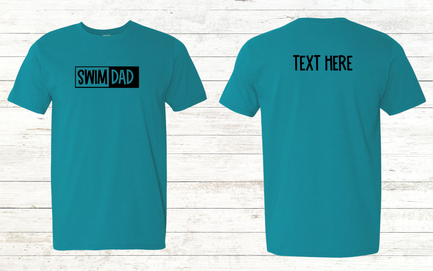 Swim Dad - Black Text - Adult Crewneck Tee