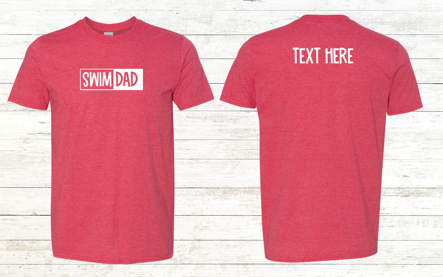 Swim Dad - White Text - Adult Crewneck Tee