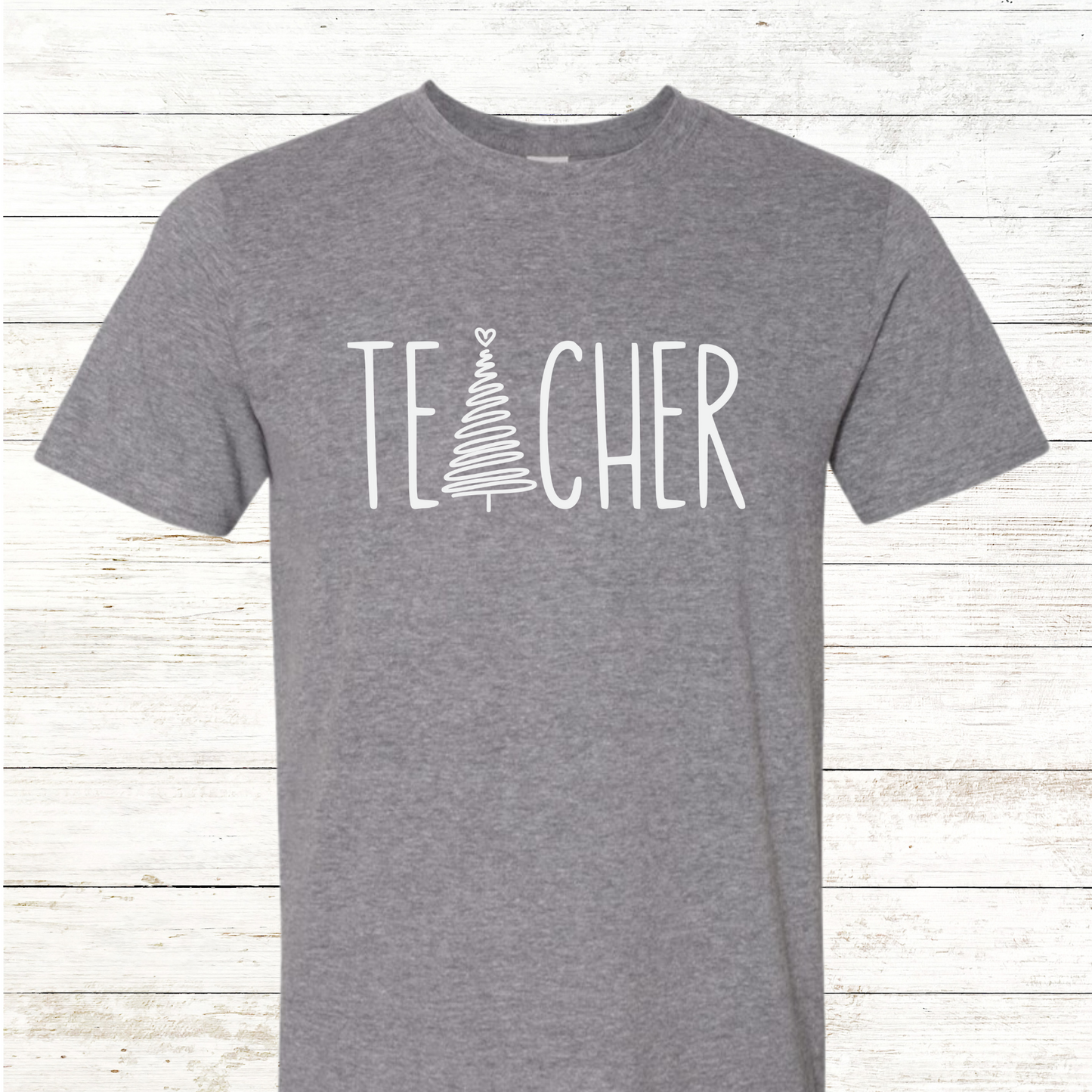 Teacher Christmas Tree - Adult Crewneck Tee