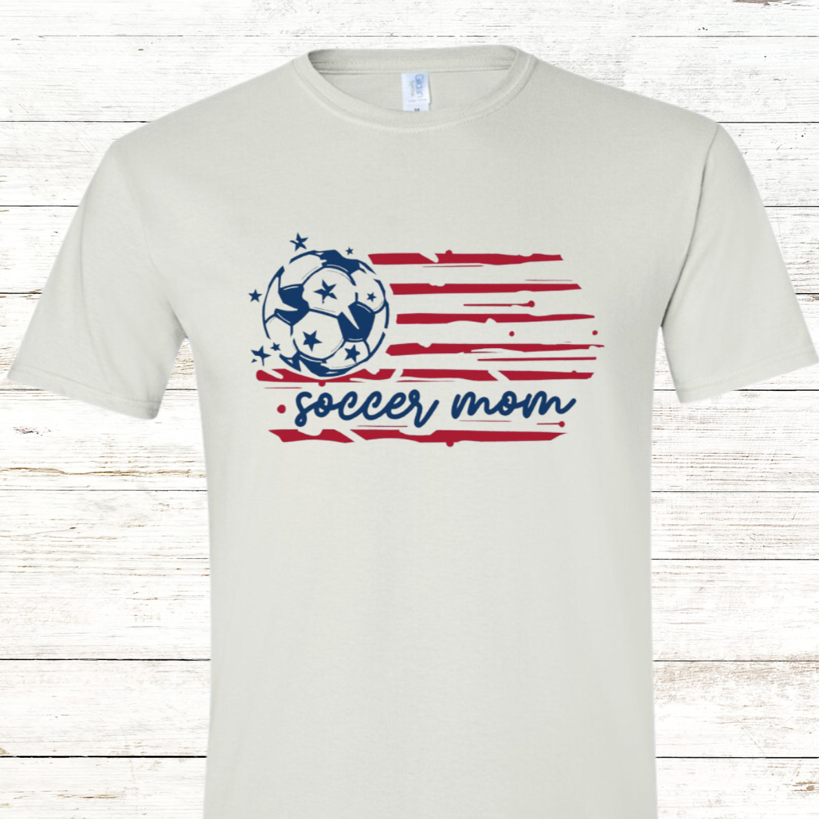 American Flag Soccer Adult Crewneck with Back Personalization Option