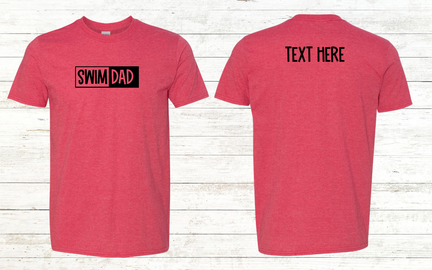 Swim Dad - Black Text - Adult Crewneck Tee