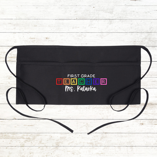 Personalized Teacher / School Apron with pockets: Color Blocks