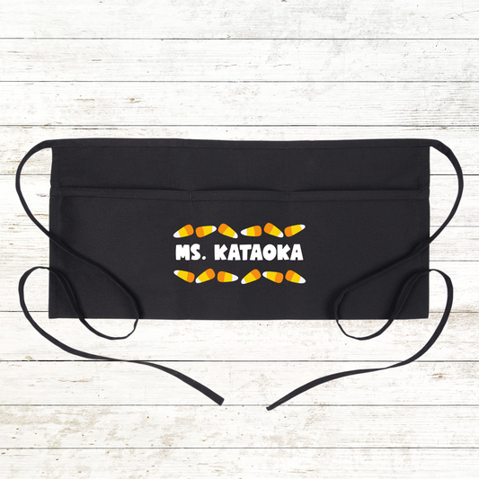 Personalized Teacher / School Apron with pockets: Halloween Candy Corn