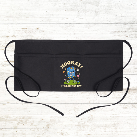 Half Apron – "Hooray! It’s Library Day!" – Teacher & Librarian Gift