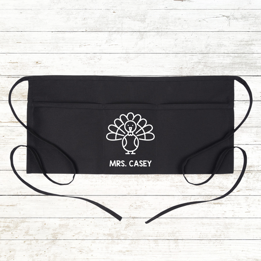 Personalized Teacher Apron with pockets: Thanksgiving Turkey