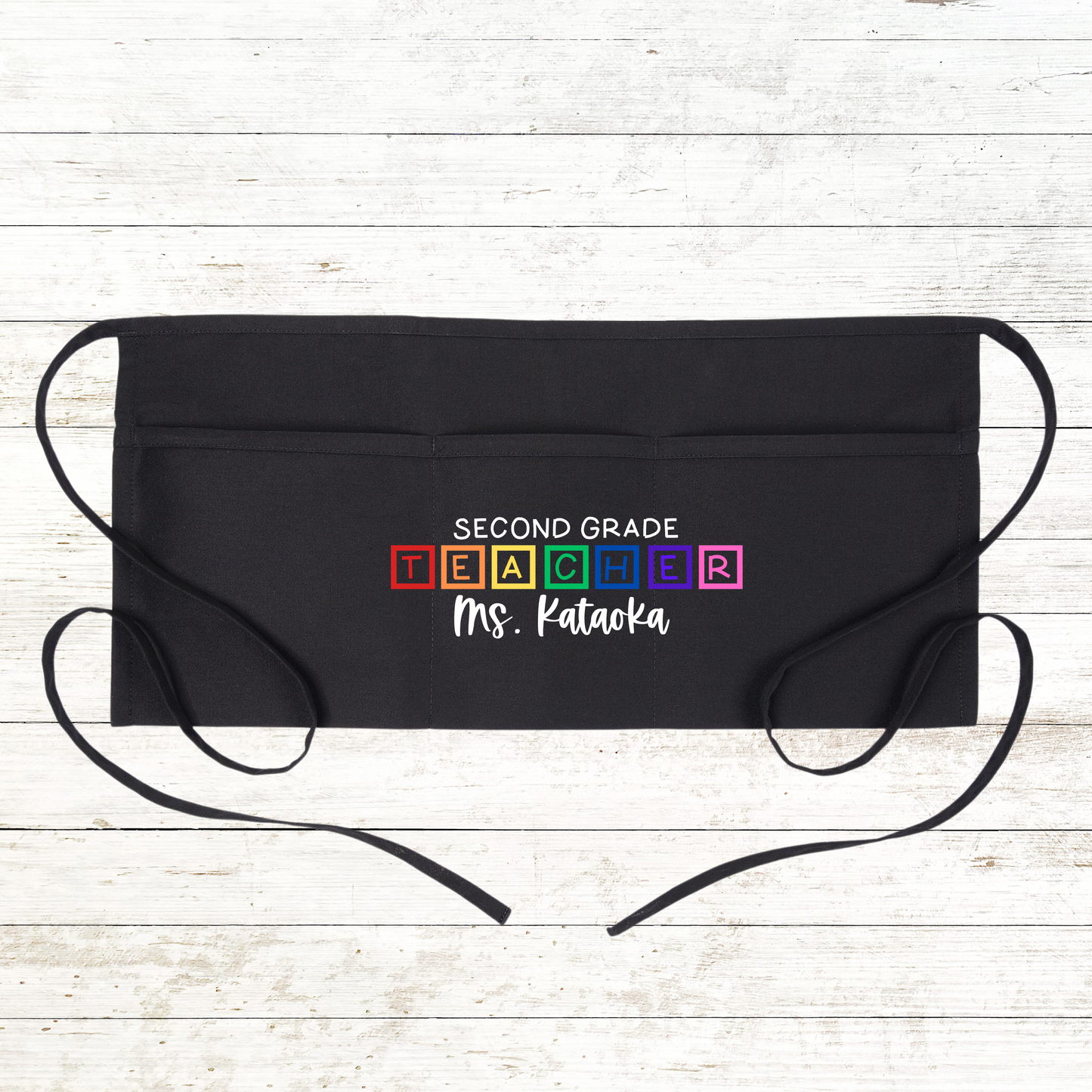 Personalized Teacher / School Apron with pockets: Color Blocks